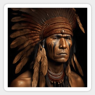 [AI Art] Proud Native American Man With Headdress Magnet